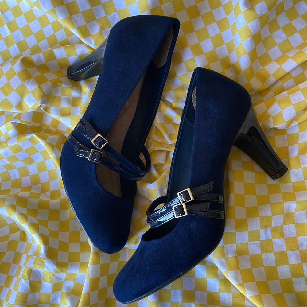 Gianni Bernini Navy Blue Mary Janes